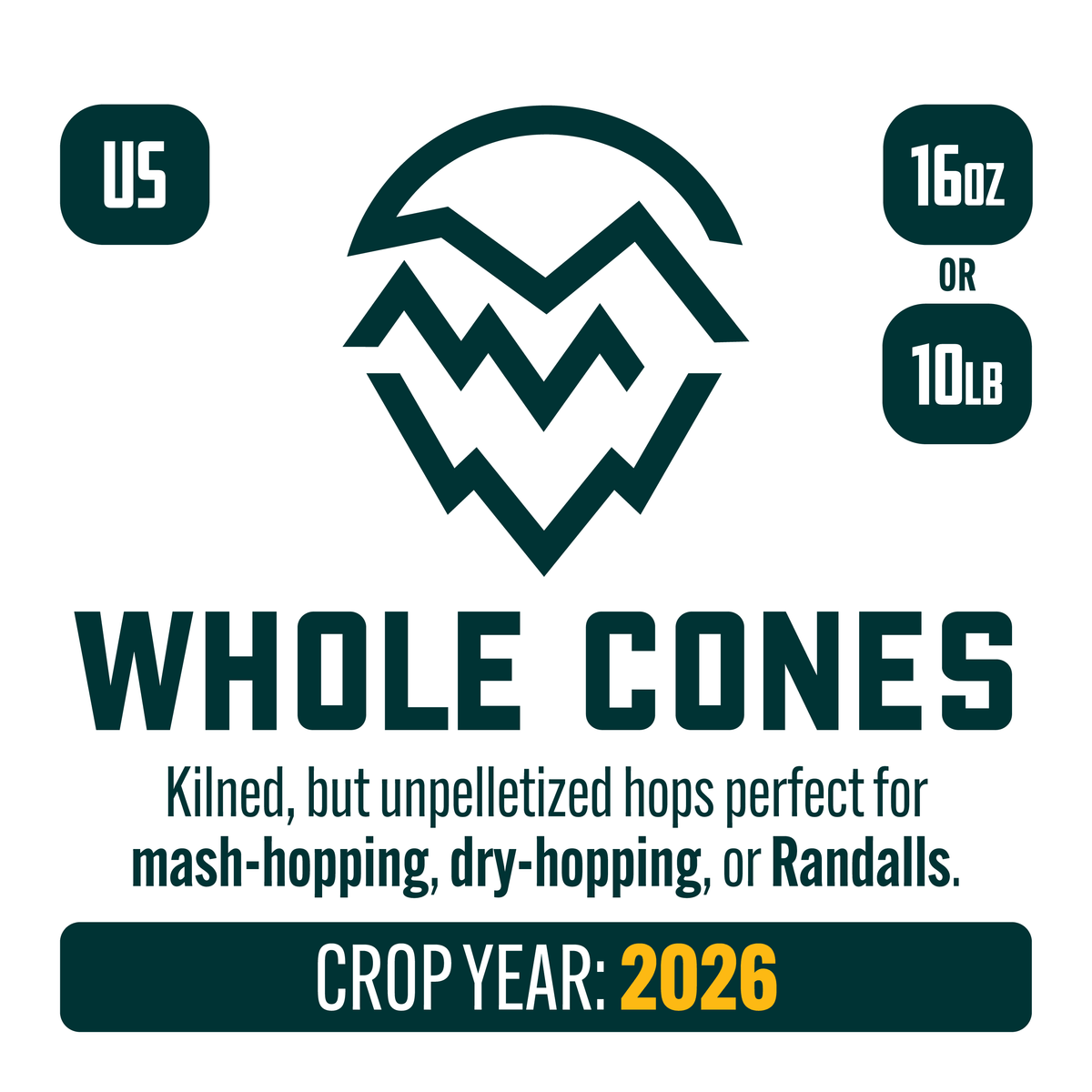 Whole Cone Hops - 2026 Crop Year
