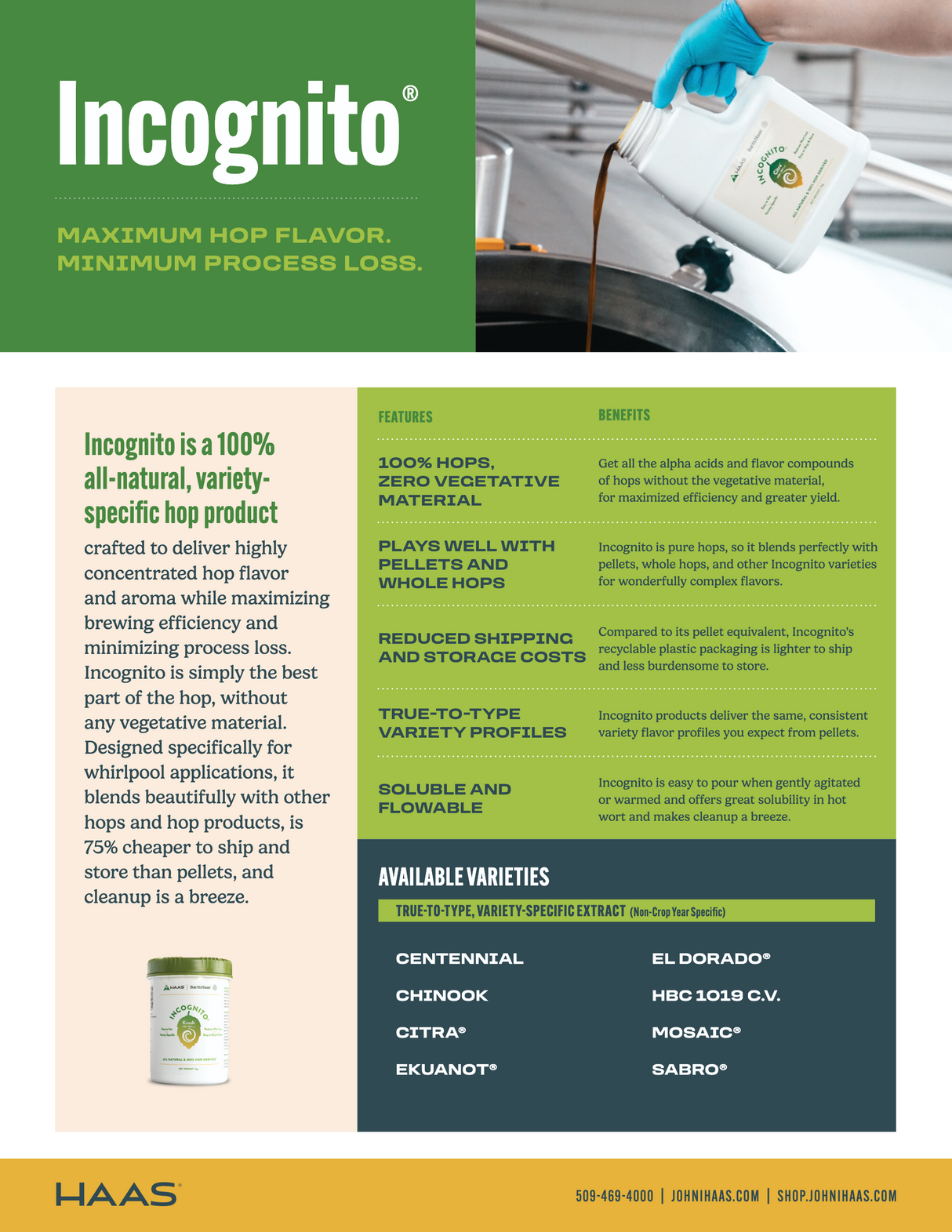 INCOGNITO Hop Extract Product Information Sheet