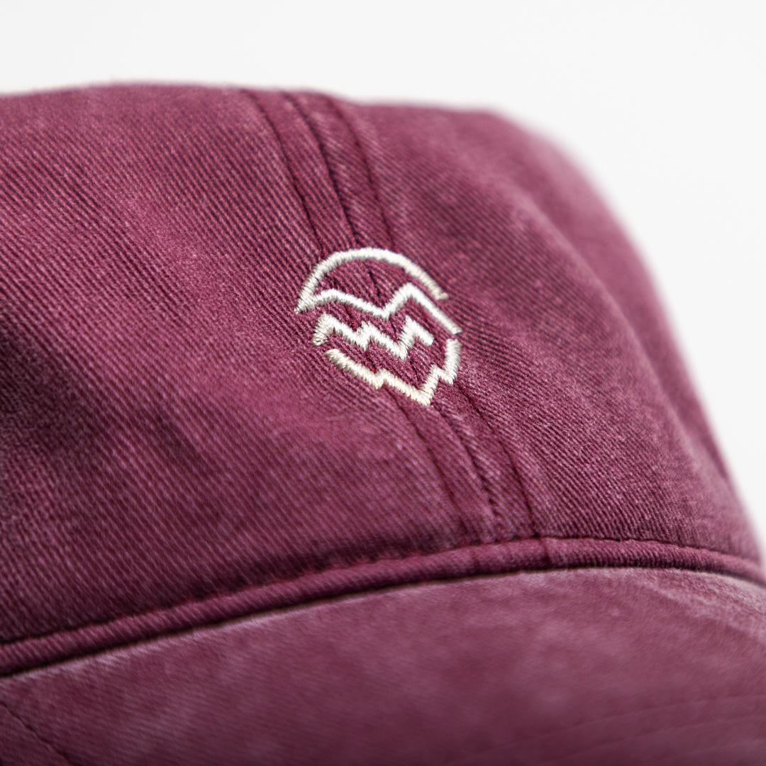 Maroon Hat with Embroidered Hop Cone